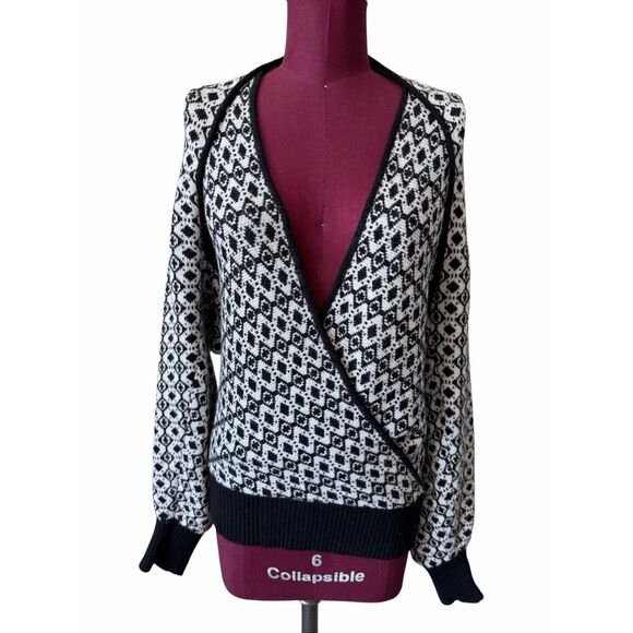 Anthropologie Maeve Geometric Knit Sweater Vest Shrug Set Large Black White Larg - Picture 4 of 14
